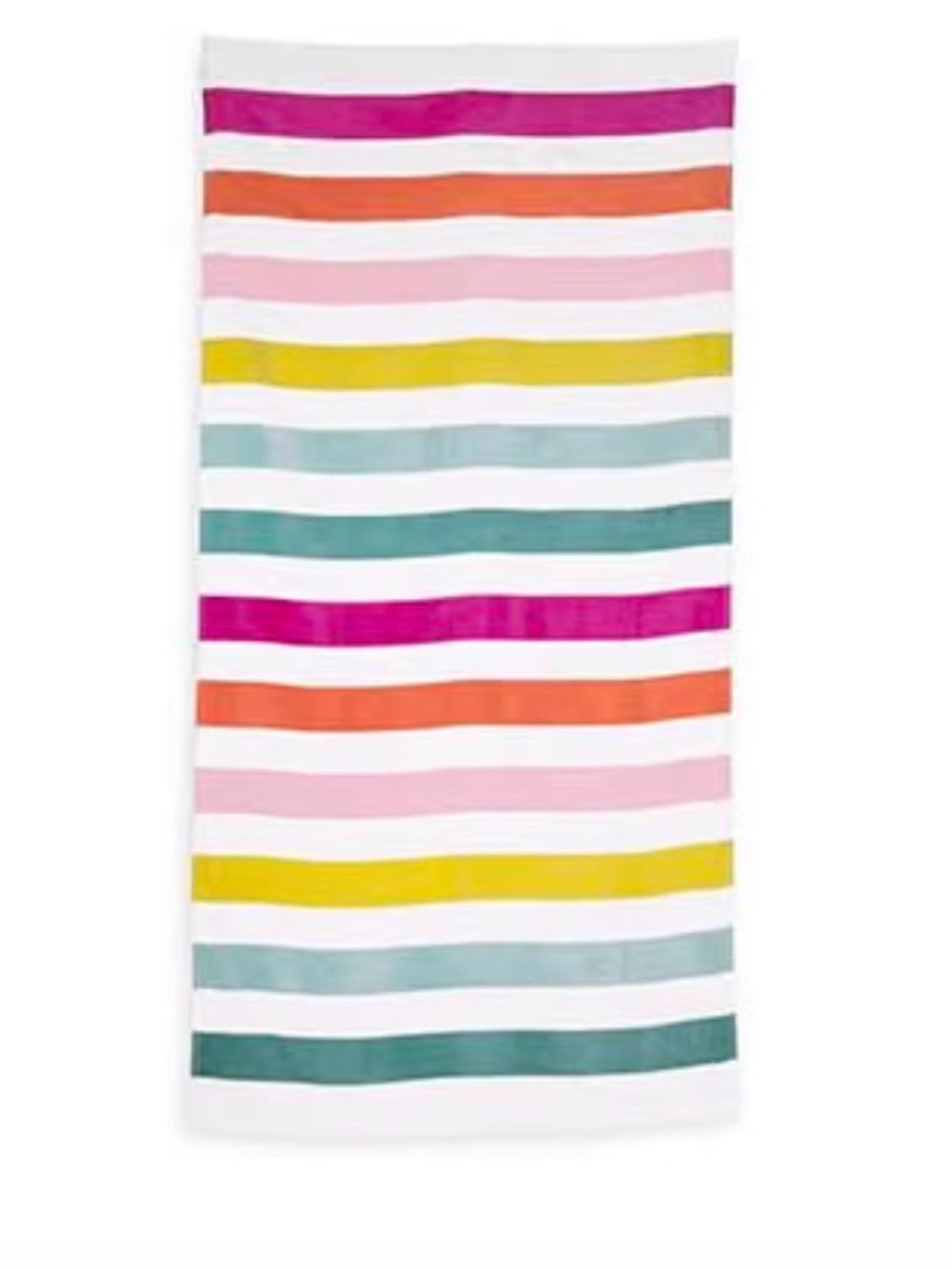 Multicolor Striped Beach Towel - White with Pink, Orange, Yellow, Teal, Green